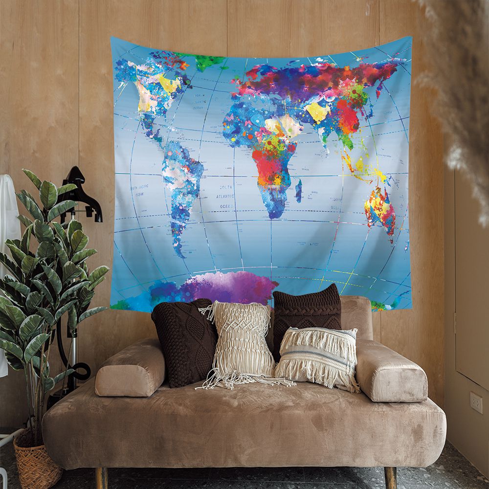 Watercolor Global Tapestry Map