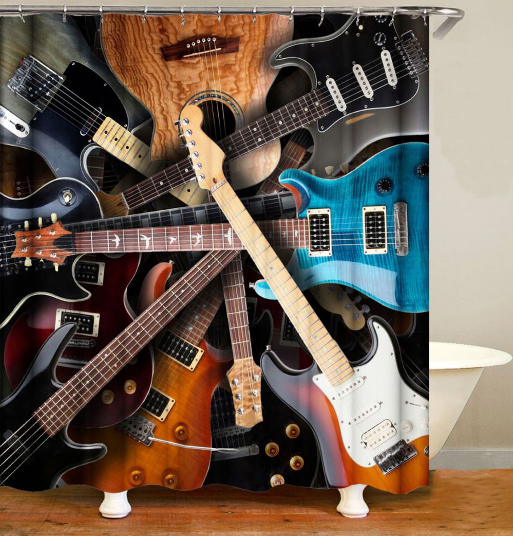 Music Guitar Shower Curtain | Guitar Themed Shower Curtains