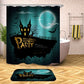 Dark Night Moon Bat Halloween Castle Shower Curtain | Dark Night Moon Halloween Shower Curtain