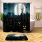 Cartoon Horror Dark Halloween Grave Shower Curtain | Horror Pumpkin and Grave Halloween Shower Curtain