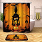 Cartoon Balck Cat Catching Pumpkin Halloween Shower Curtain | Balck Cat Halloween Shower Curtain