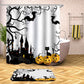Cartoon Castle Bats Pumpkins Cats Halloween Shower Curtain | Cartoon Halloween Bathroom Curtains