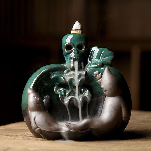 Halloween Skull Pumpkin Ghost Backflow Incense Burner – warmthone