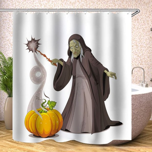 Pumpkin Halloween Witch Shower Curtain | Halloween Witch Shower Curtain