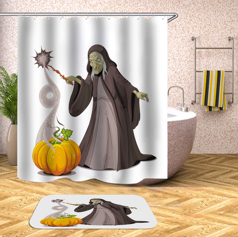 Pumpkin Halloween Witch Shower Curtain | Halloween Witch Shower Curtain