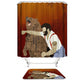 Haymaker Man Punching Bear Shower Curtain | Haymaker Shower Curtain