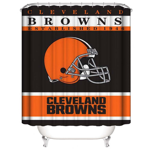 Helmet Flag Cleveland Browns Shower Curtain, Cleveland Ohio Football Fans Bathroom Decor – warmthone