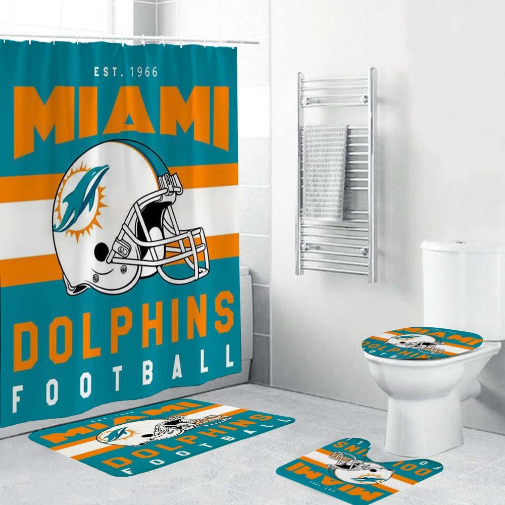 Football Team Helmet Flag Florida Miami Dolphins Shower Curtain