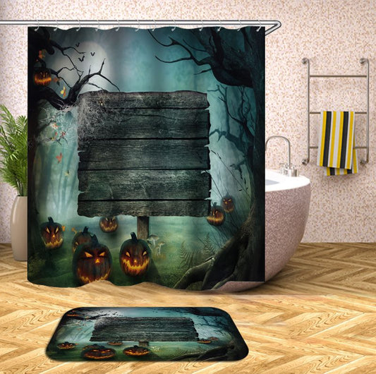 Halloween Horror Pumpkins Forest Shower Curtain | Pumpkins Forest Halloween Shower Curtain