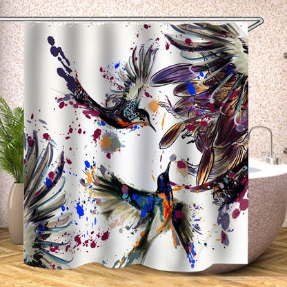 Artistic Painting Hummingbird Shower Curtain | Hummingbird Bathroom Curtain