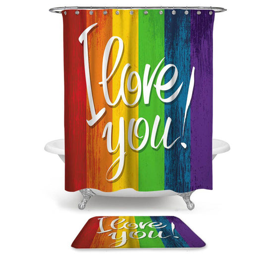 I Love You Rainbow Pride Shower Curtain | I Love You Rainbow  Shower Curtain