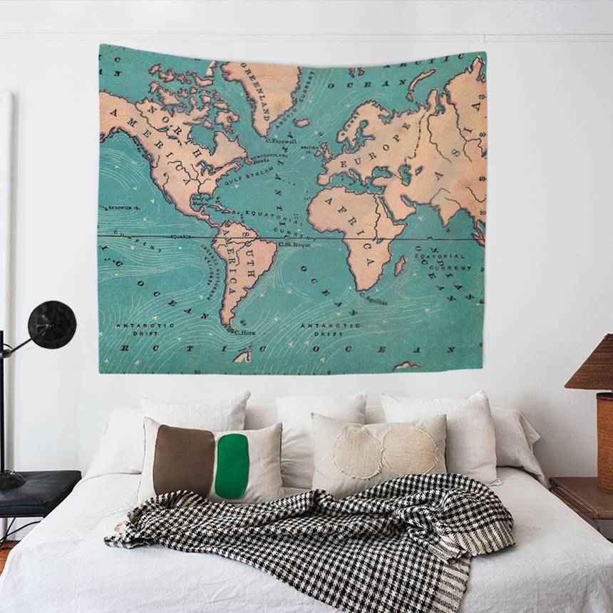 Ocean Current World Map Hanging Tapestry | Ocean Current World Map Tapestry