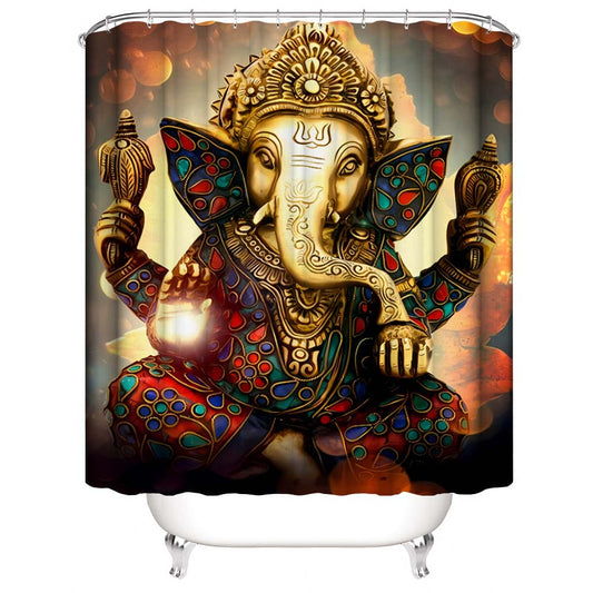 Indian Ganesha Shower Curtain, Indian God Bathroom Decor