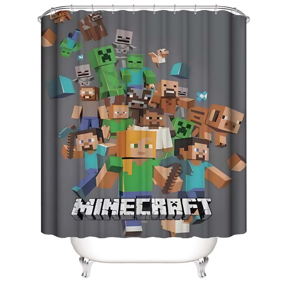 Minecraft Shower Curtain, Video Game Minecraft Bathroom Decor