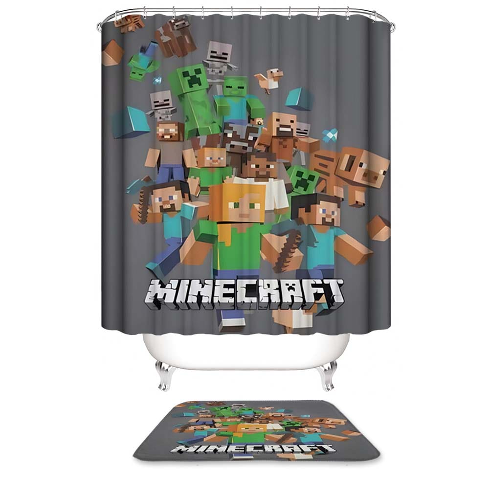 Minecraft Shower Curtain, Video Game Minecraft Bathroom Decor