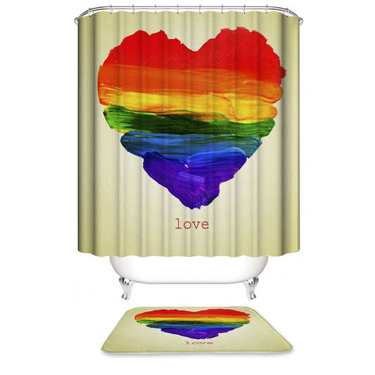 Knife Painting Rainbow Love LGBTQ Shower Curtain | Rainbow Love Showe Curtain