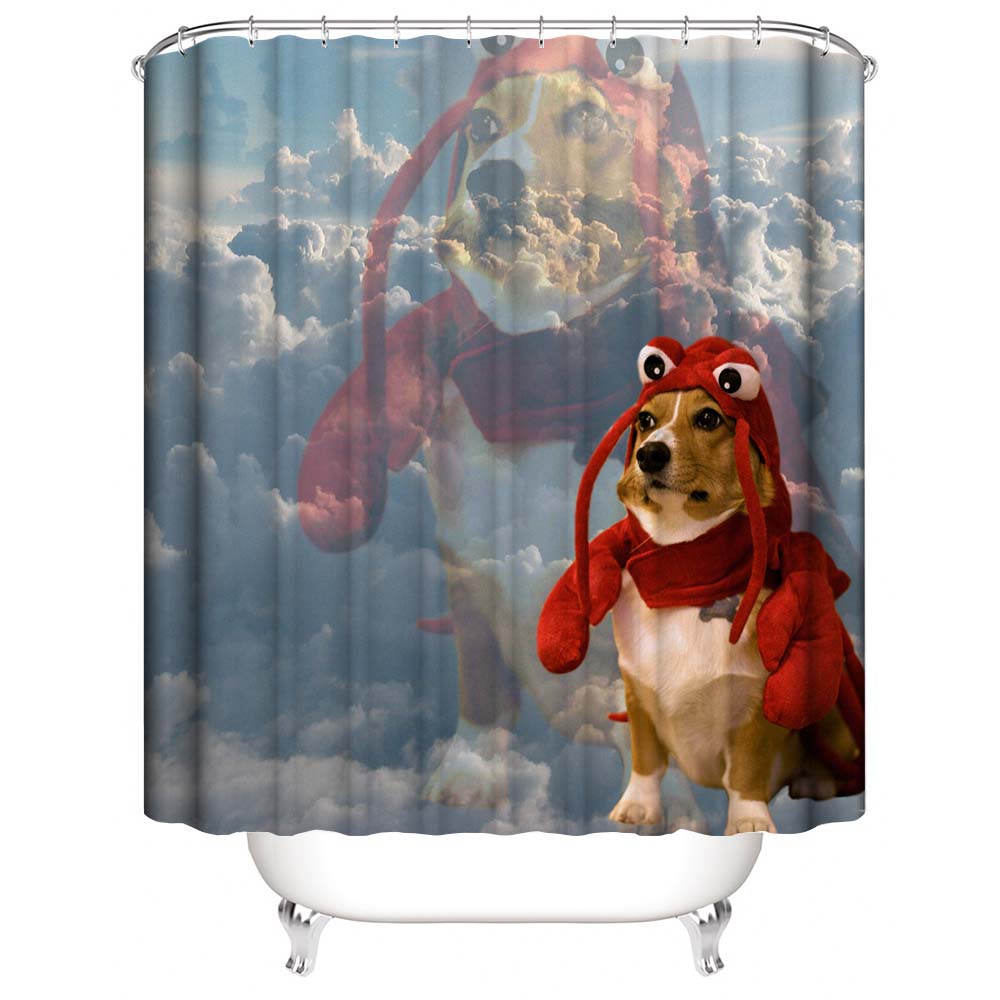 Lobster Corgi Shower Curtain | Lobster Dog Shower Curtain