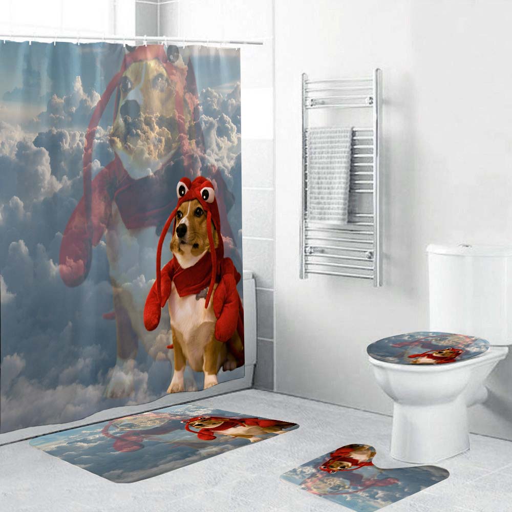 Lobster Corgi Shower Curtain | Lobster Dog Shower Curtain