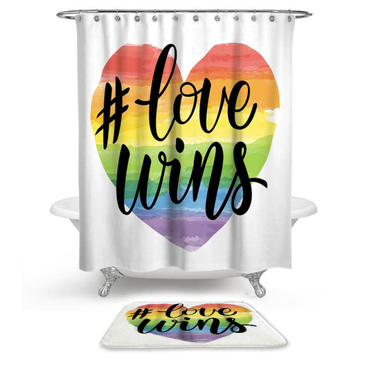 Love Wing Pride Rainbow Love Shower Curtain | Pride Rainbow Love Shower Curtain