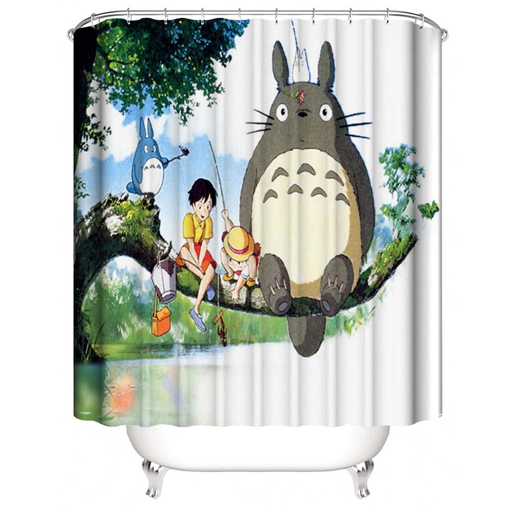 Totoro Shower Curtain, Waterproof, Manga Bathroom Decor