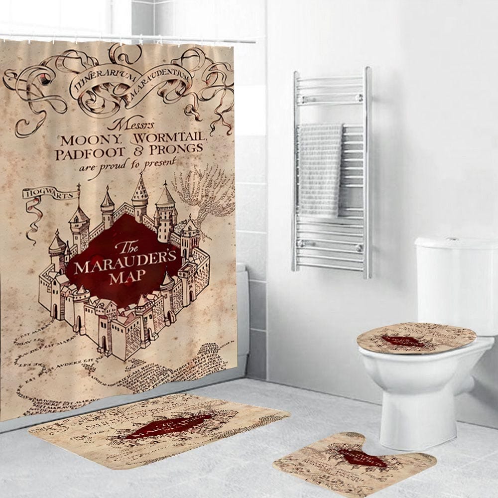 HOT Marauders Map Harry Potter Shower Curtain 60 x 72 Inch Waterproof With  Hooks