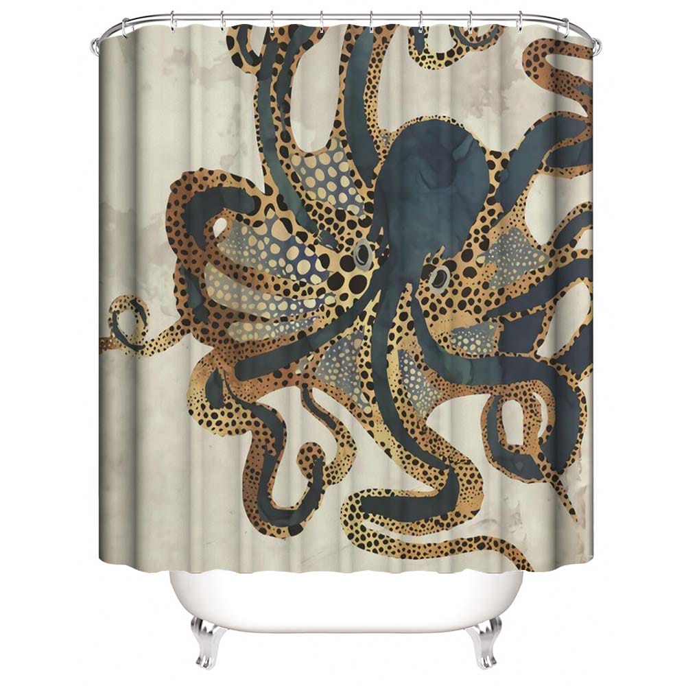 Underwater Dream Shower Curtain, Waterproof, Blue Giant Octopus Shower Curtain