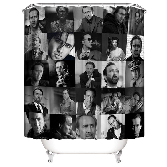 Mono Masaic Nicolas Cage Shower Curtain | Nick Cage Shower Curtain