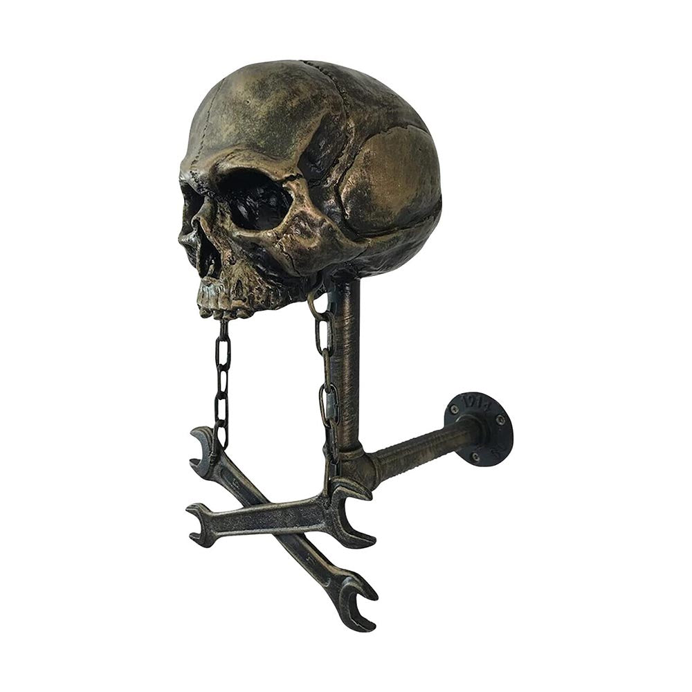 Motocycle Skull Helmet Wall Mount, Resin Skull Helmet Rack