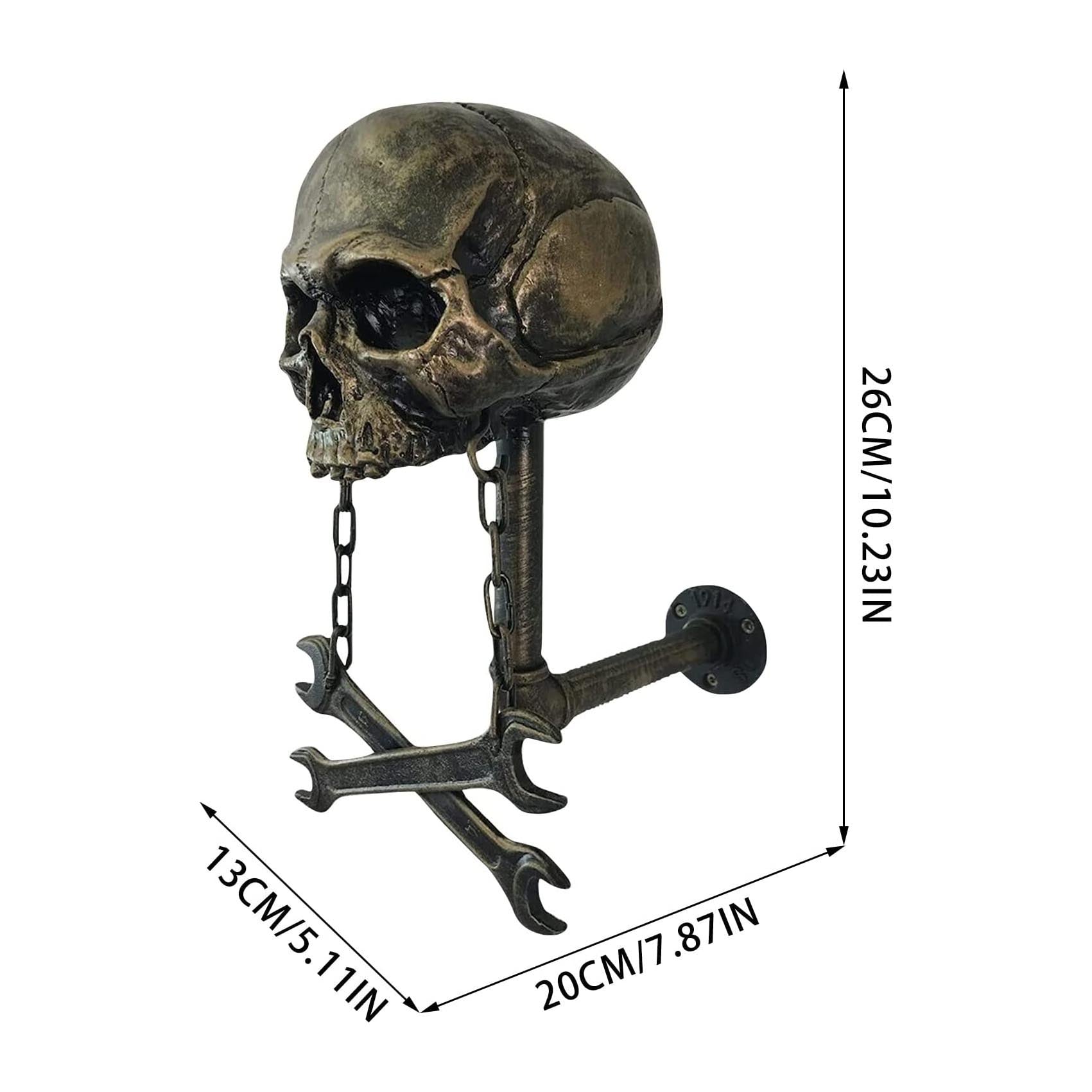 Motocycle Skull Helmet Wall Mount, Resin Skull Helmet Rack