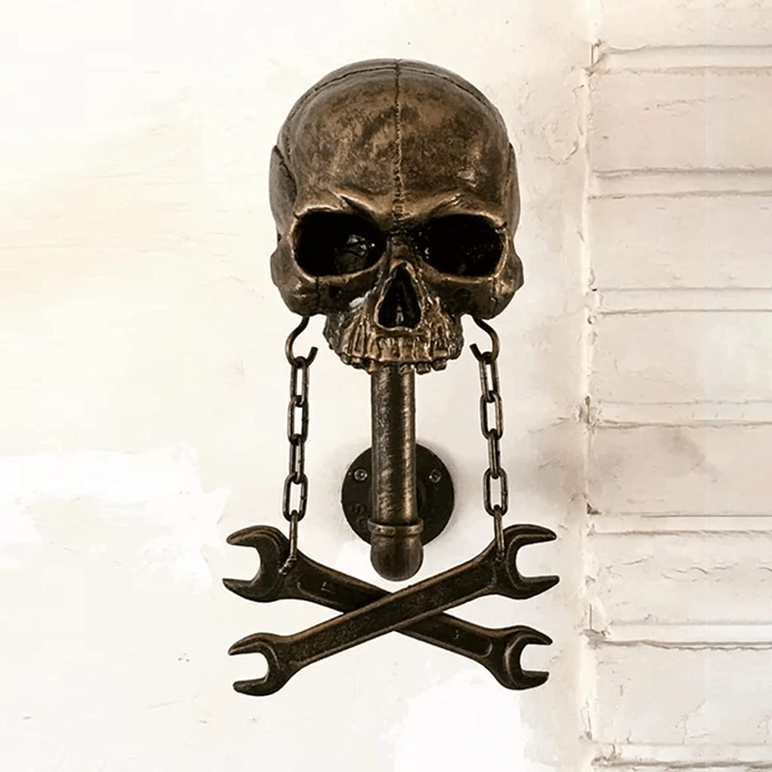 Motocycle Skull Helmet Wall Mount, Resin Skull Helmet Rack