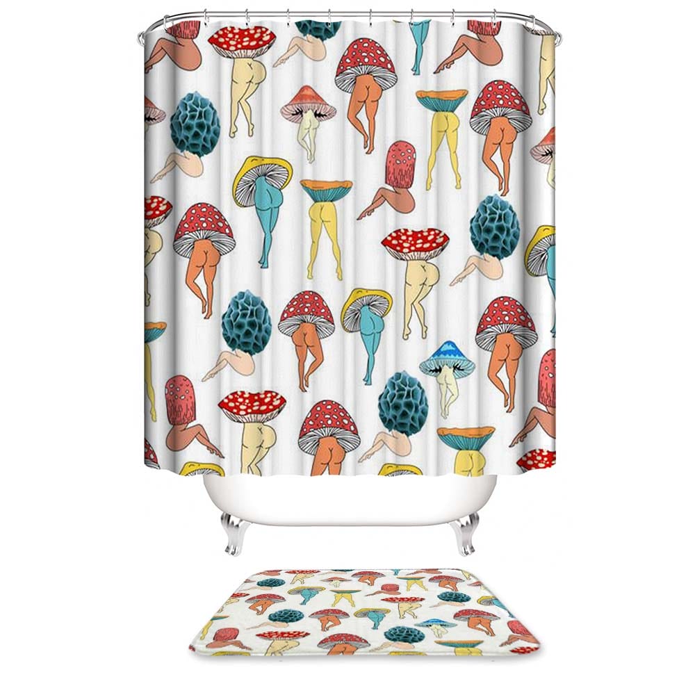 Kinds of Mushroom Butt Shower Curtain | Nice Butt Shower Curtain