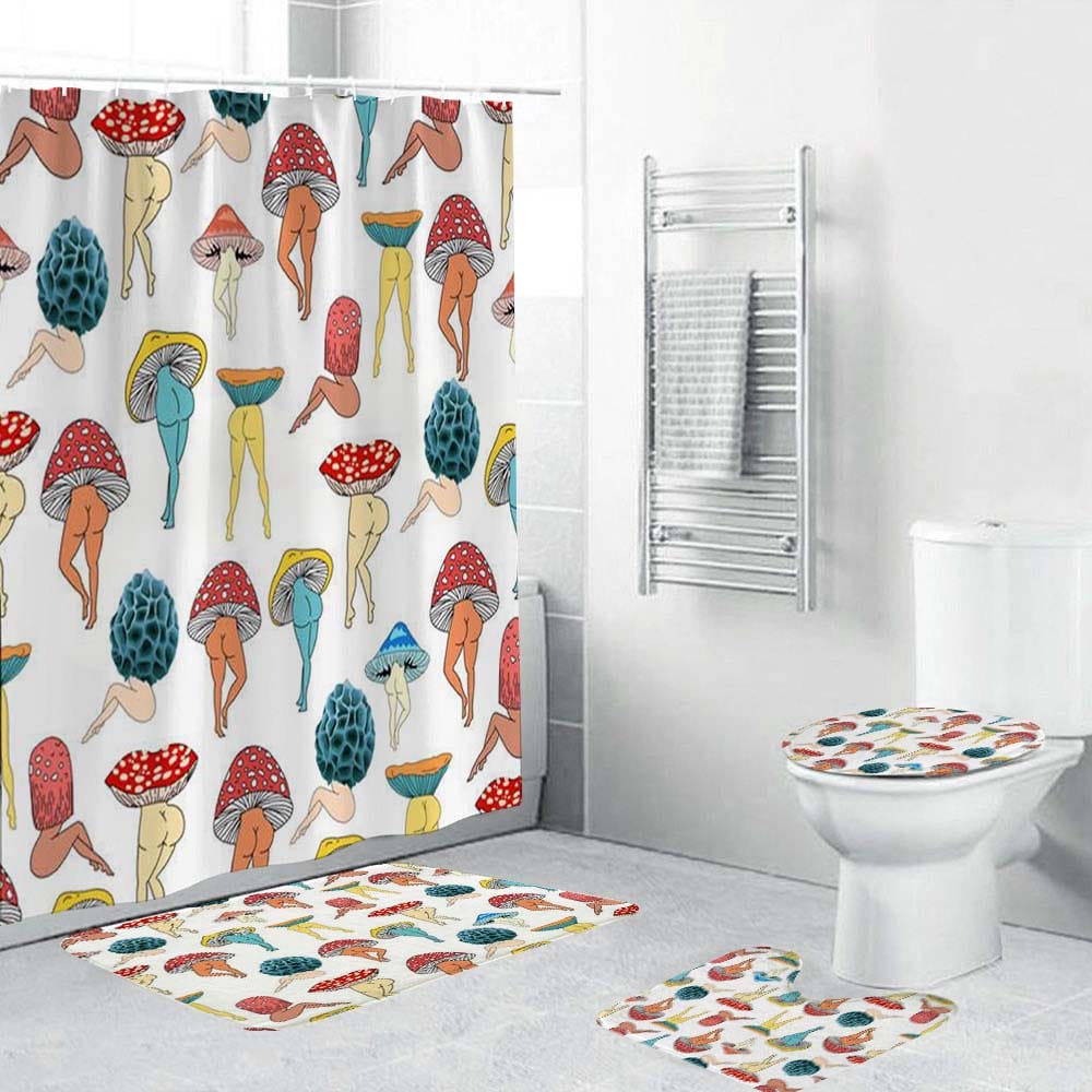 Kinds of Mushroom Butt Shower Curtain | Nice Butt Shower Curtain