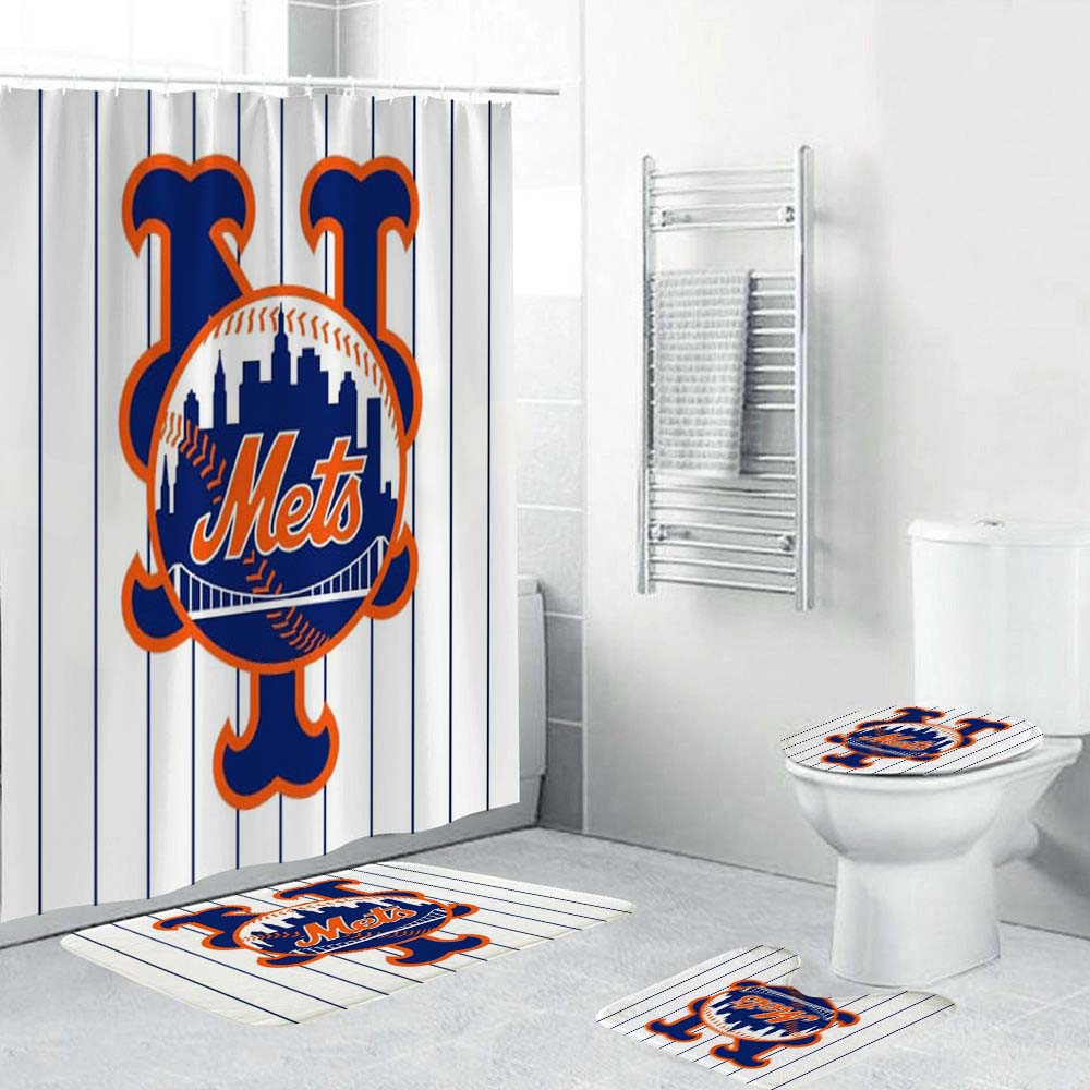 New York Mets Shower Curtain Baseball Ny Bathroom Curtian Warmthone