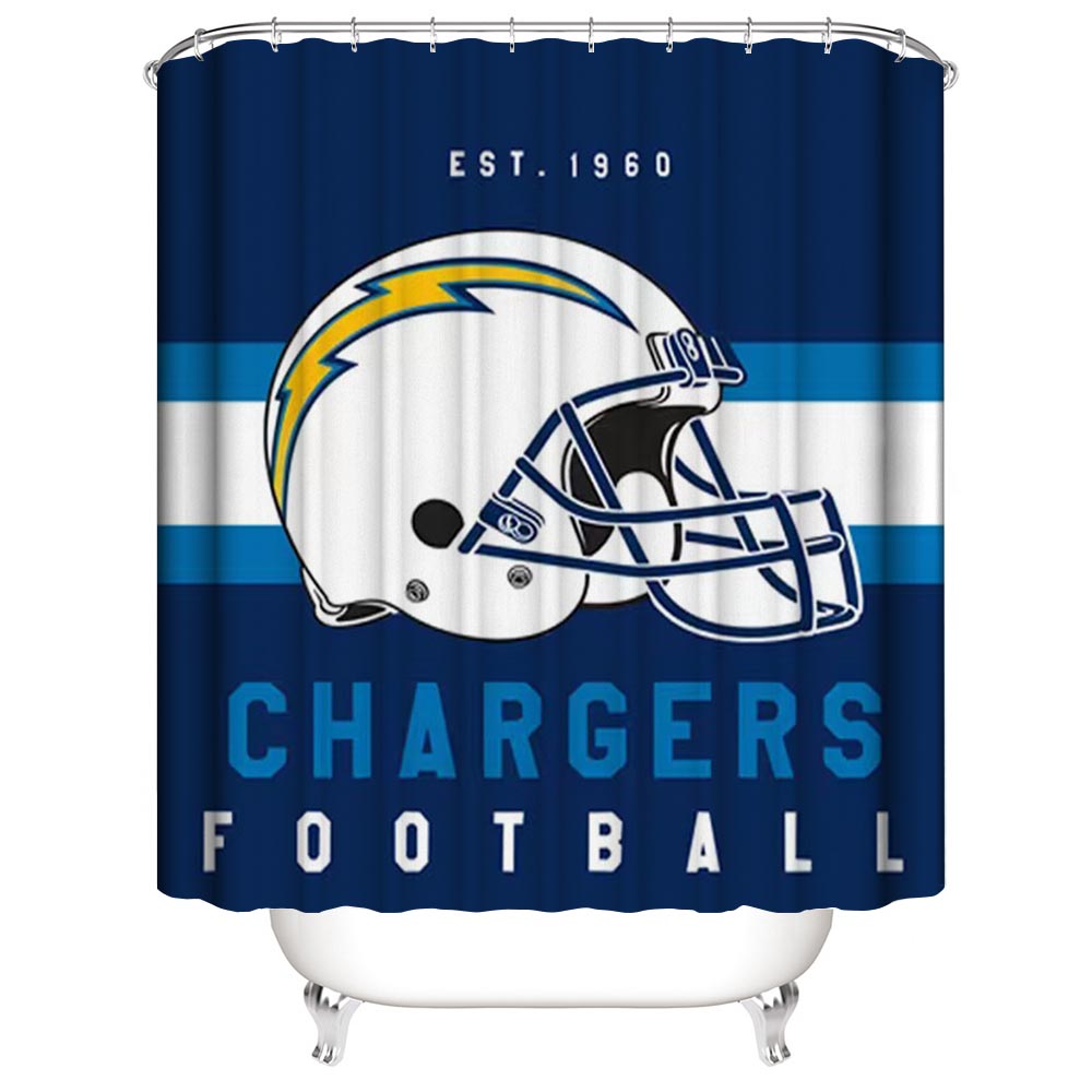 NFL Football Team Helmet Flag Los Angeles Chargers Shower Curtain