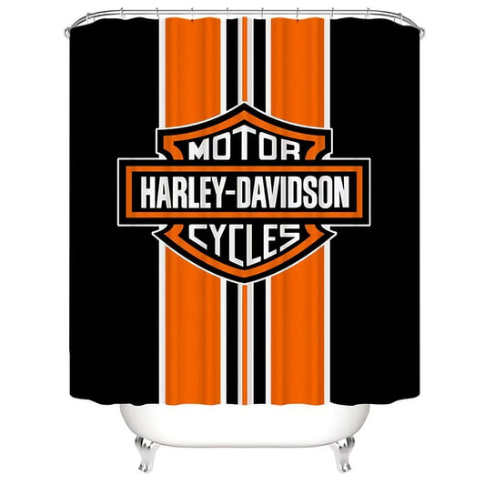 Orange Black Stripe Motor Harley Davidson Shower Curtain