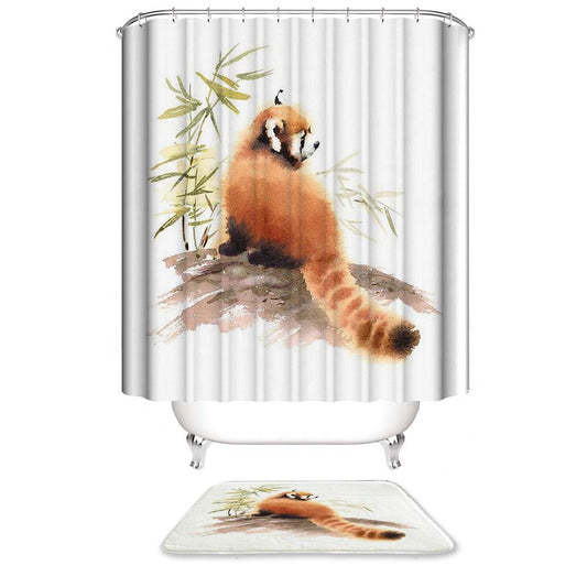 Watercolor Style Red Panda Shower Curtain | Lesser Panda Shower Curtain