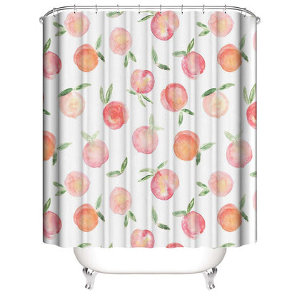 Watercolor Art Peach Fruit Shower Curtain | Peaches Shower Curtain