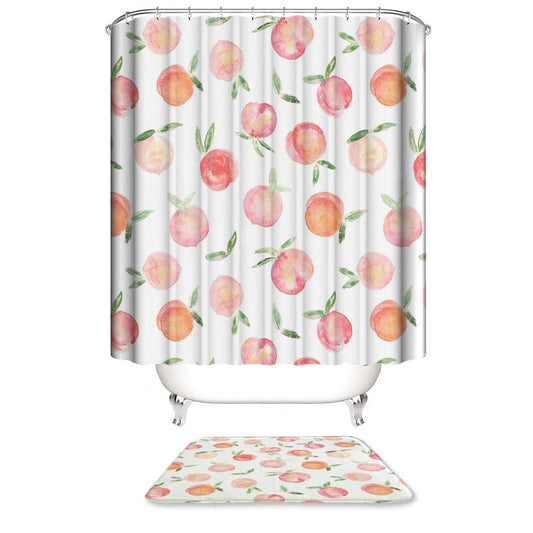 Watercolor Art Peach Fruit Shower Curtain | Peaches Shower Curtain