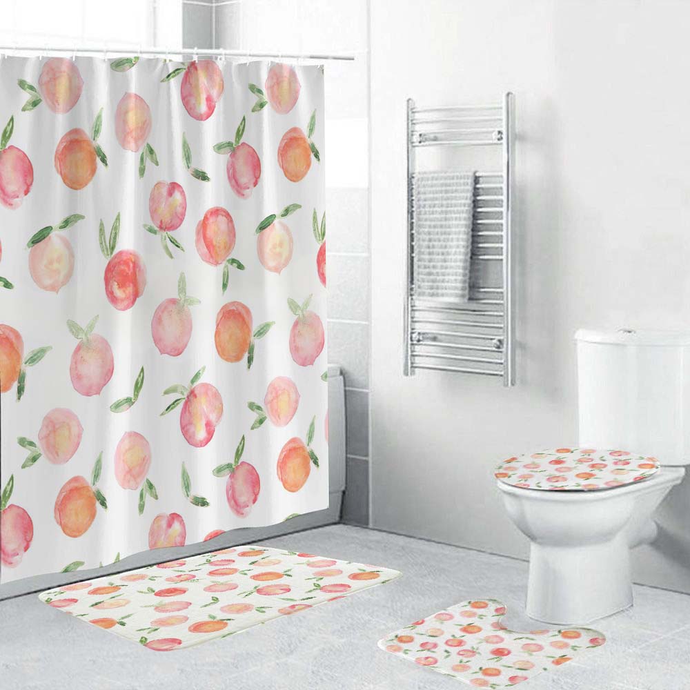 Watercolor Art Peach Fruit Shower Curtain | Peaches Shower Curtain