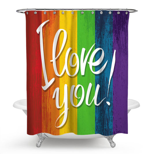 I Love You Rainbow Pride Shower Curtain | I Love You Rainbow  Shower Curtain