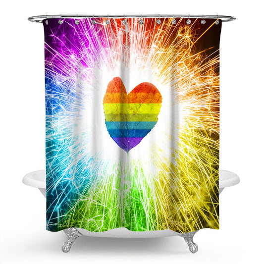 Radiant Rainbow Light Love Gay Pride Shower Curtain | Love Gay Pride Shower Curtain