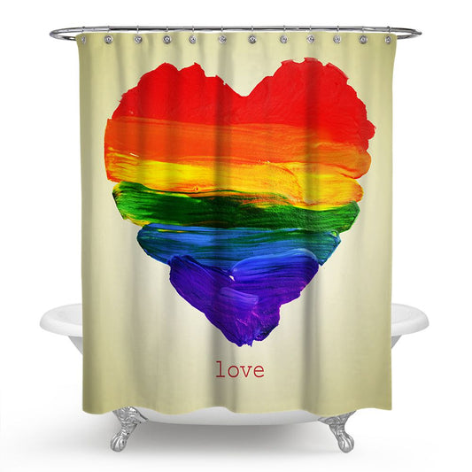 Knife Painting Rainbow Love LGBTQ Shower Curtain | Rainbow Love Showe Curtain