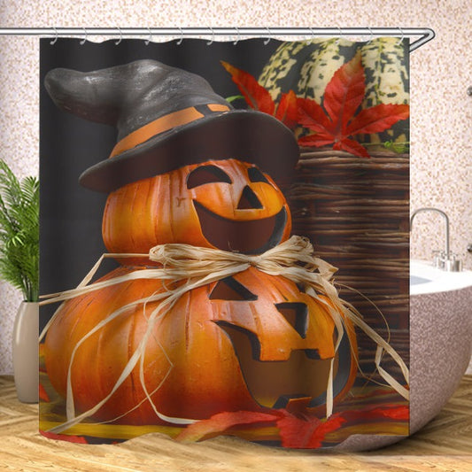 Halloween Pumpkin Wizard Shower Curtain | Halloween Pumpkin Shower Curtain