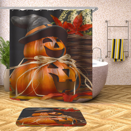 Halloween Pumpkin Wizard Shower Curtain | Halloween Pumpkin Shower Curtain