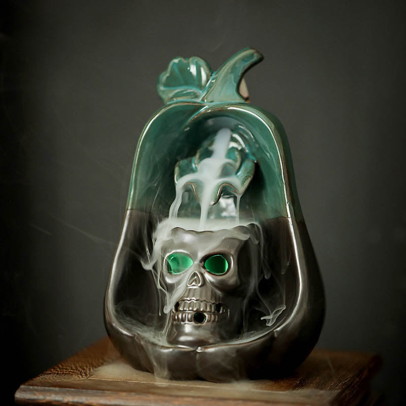 Pumpkin Skull Backflow Incense Burner with Led for Halloween