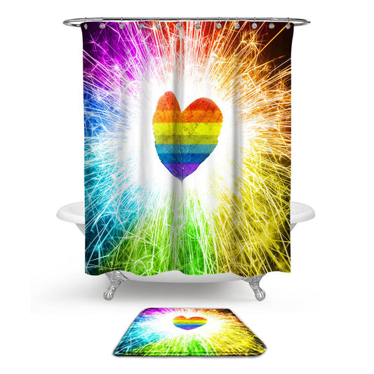 Radiant Rainbow Light Love Gay Pride Shower Curtain | Love Gay Pride Shower Curtain