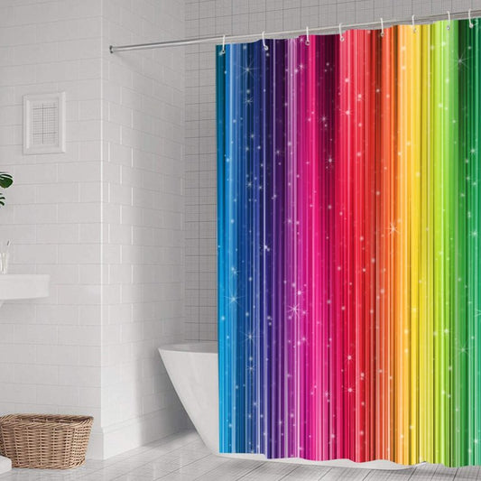 Colorful Glitter Flow Rainbow Glitter Shower Curtain