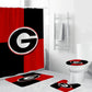 Georgia Bulldogs Shower Curtain, Red and Black Football Team Logo Bathroom Curtain