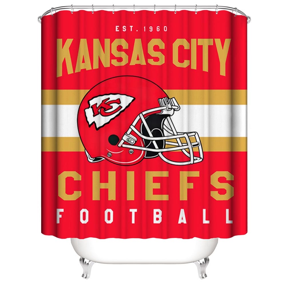 Helmet Flag Chiefts Shower Curtain, Kansas City Football Bathroom Decor