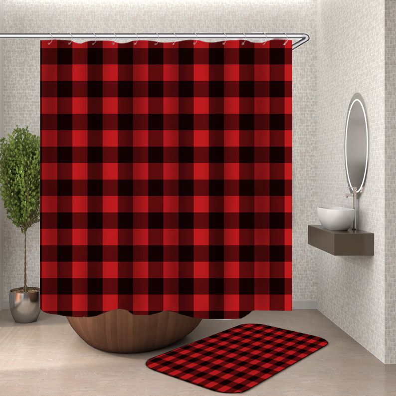 Red Plaid Shower Curtain | Buffalo Plaid Shower Curtain